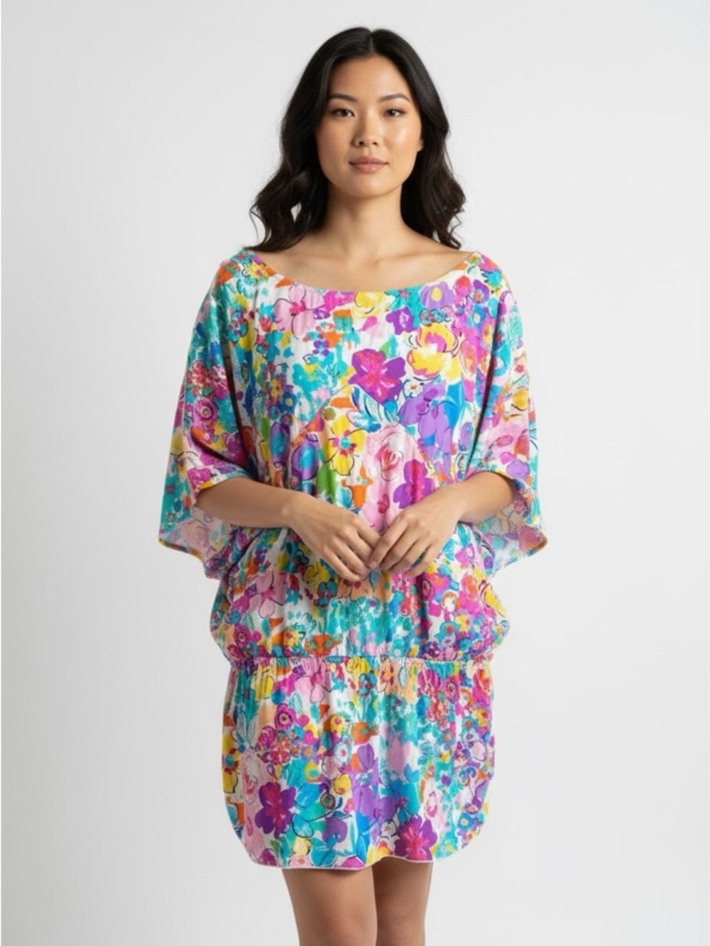 Anne Cole Multicolor Floral Swim Coverup Dress